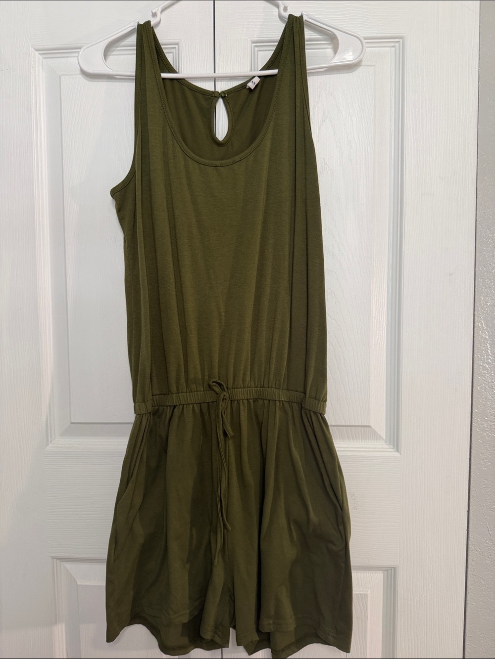 Olive Green Womens Tank Top Shorts Romper